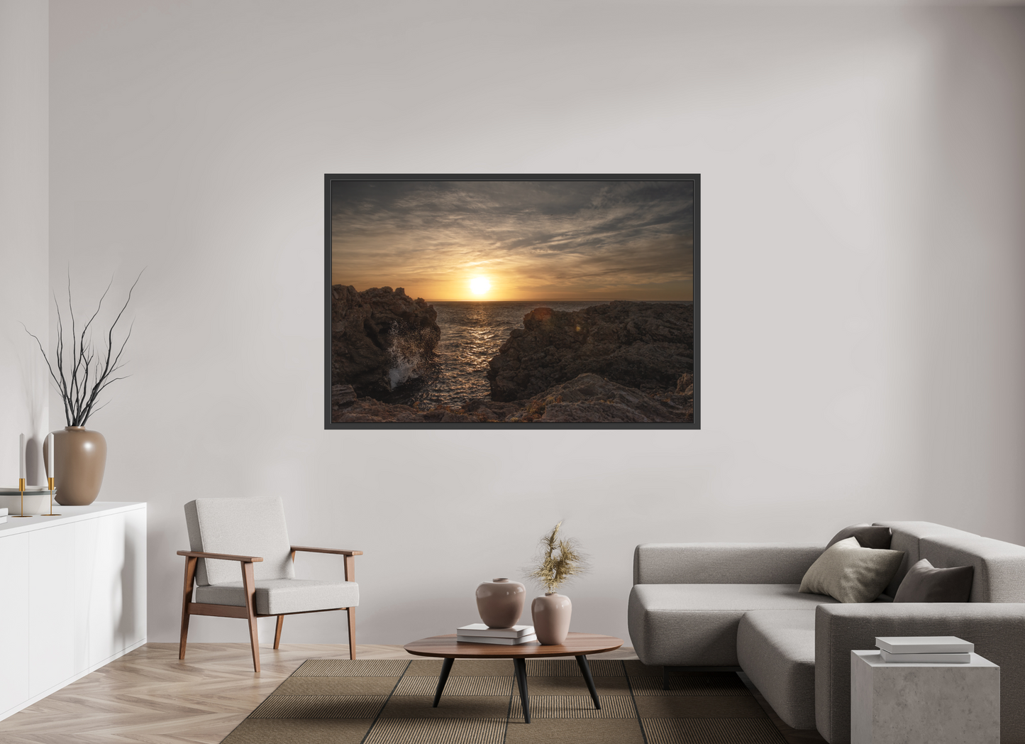 180 x 120 cm, 3. Foto-Abzug hinter Acrylglas matt mit Rahmen Sunrise on the South Coast