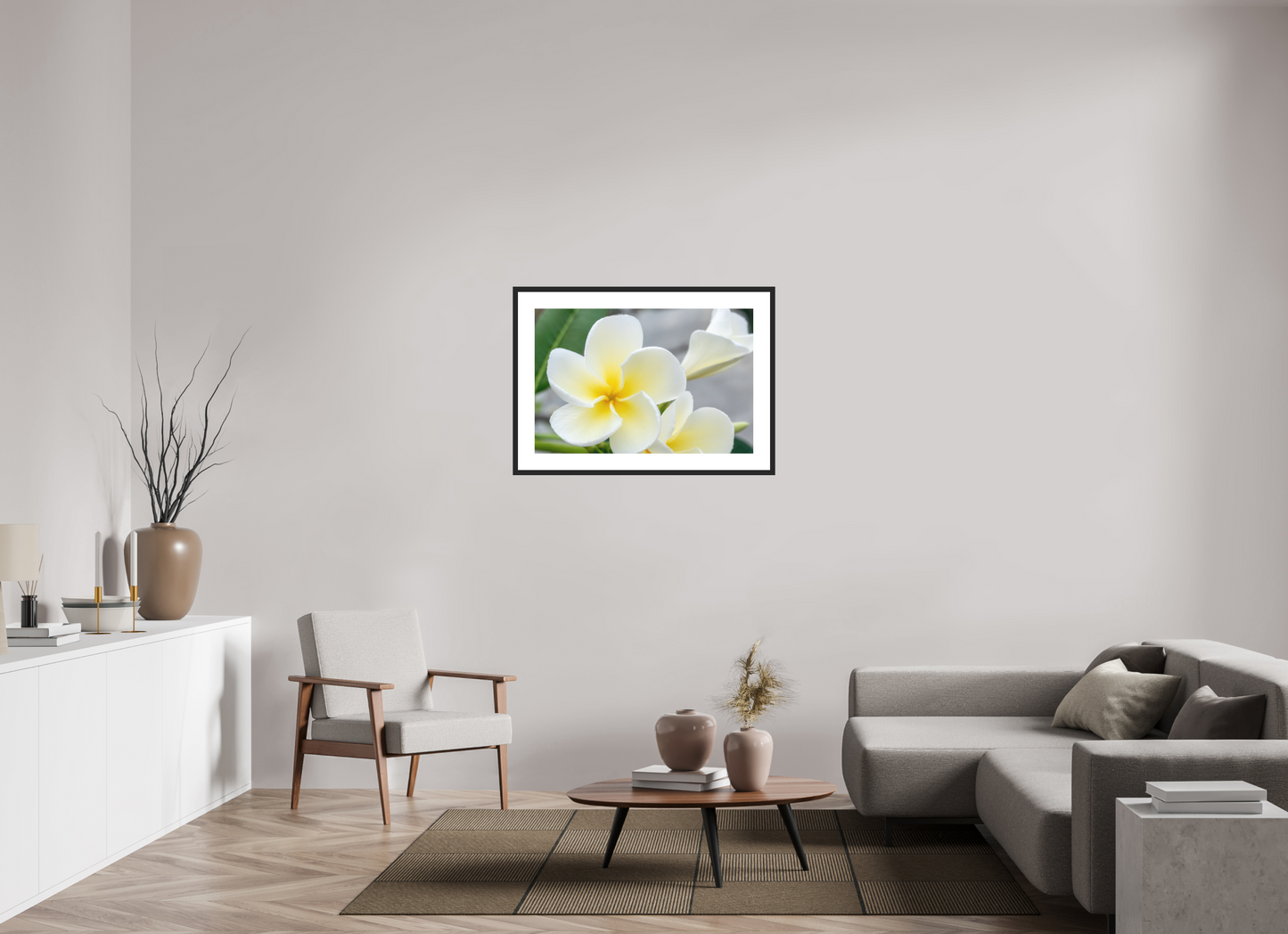 90 x 60 cm, Foto im Passepartout-Rahmen Flowers 2