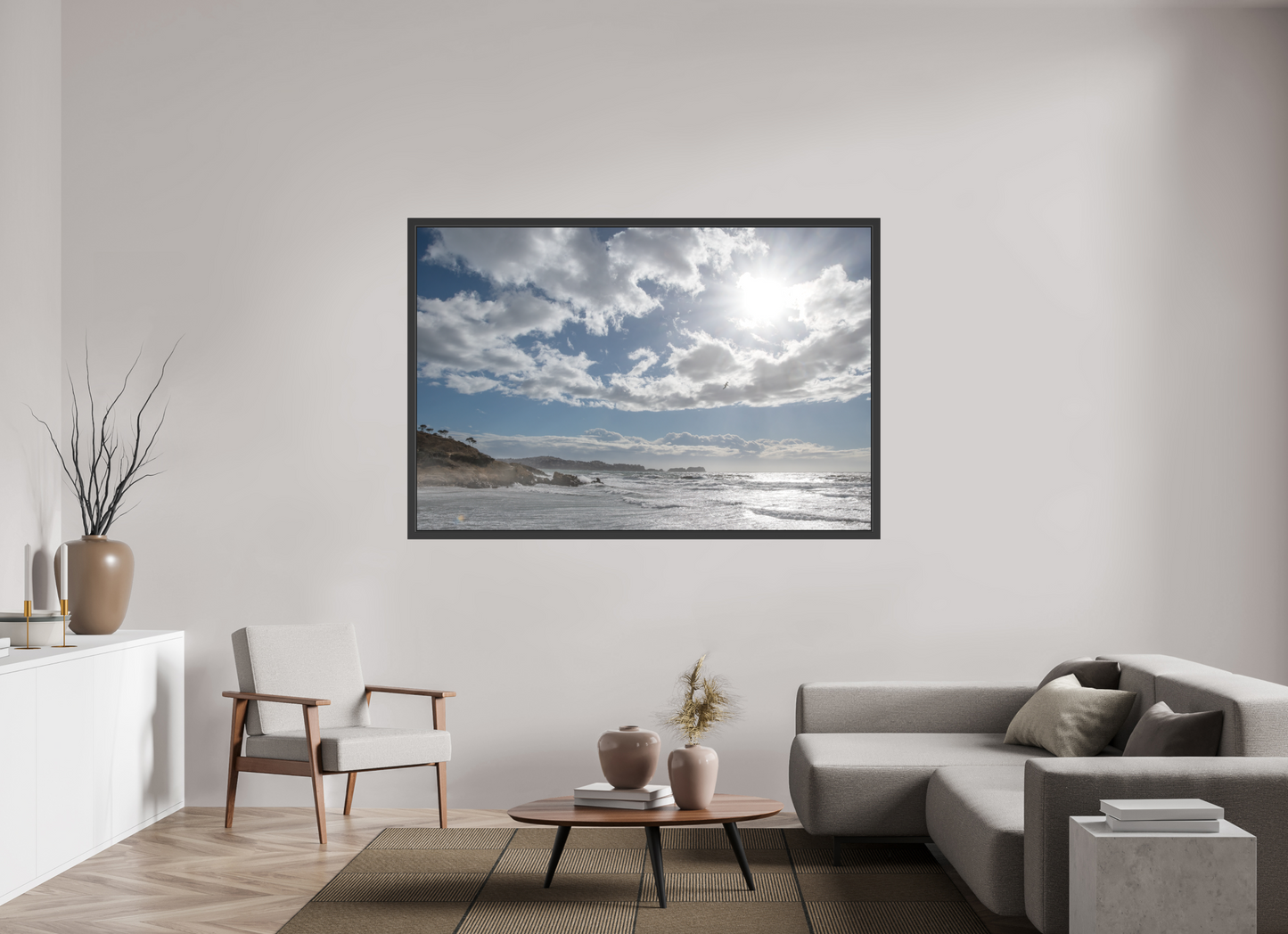 180 x 120 cm, 3. Foto-Abzug hinter Acrylglas matt mit Rahmen Storm Coast 2