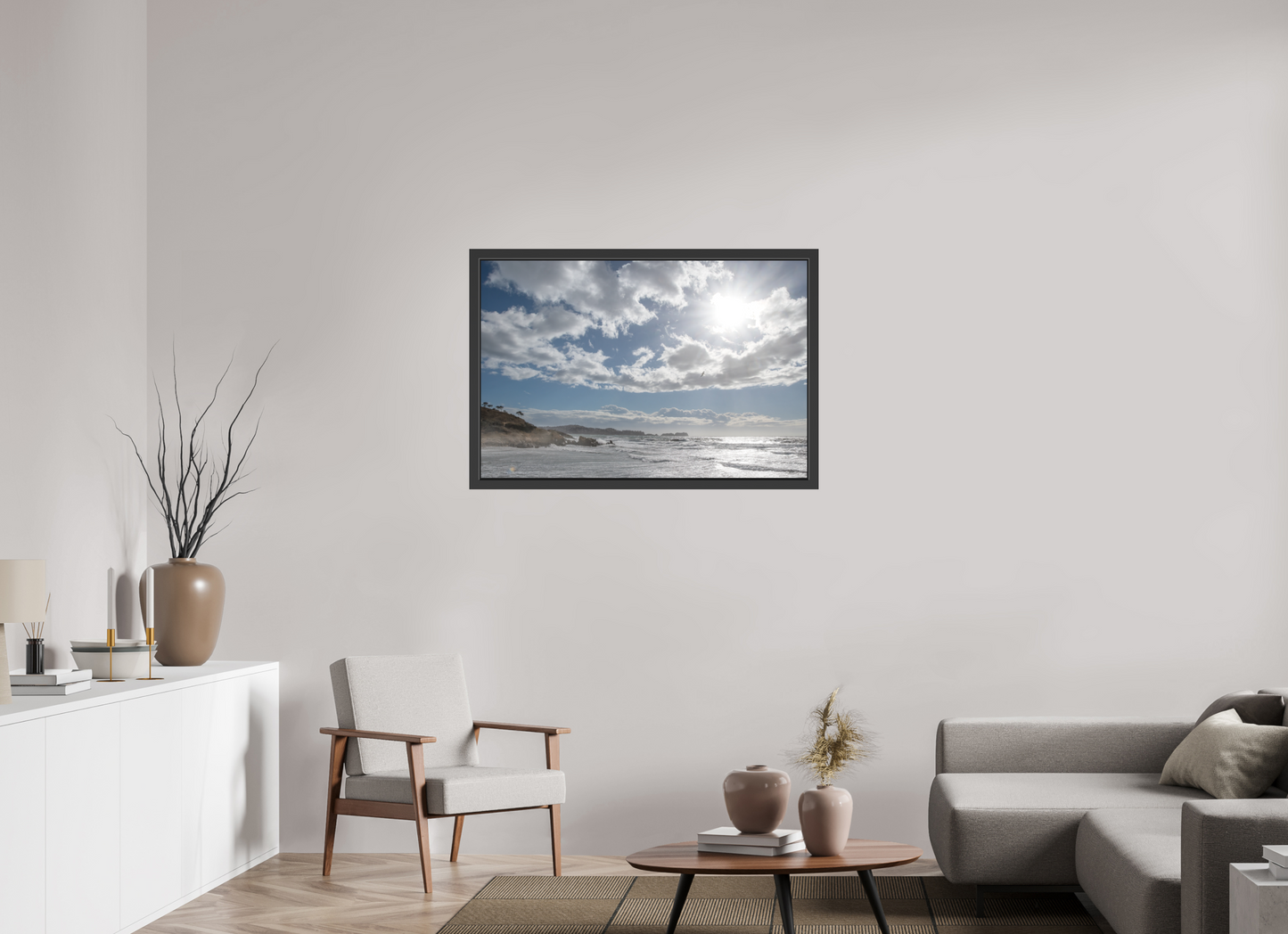 105 x 70 cm, 3. Foto-Abzug hinter Acrylglas matt mit Rahmen Storm Coast 2