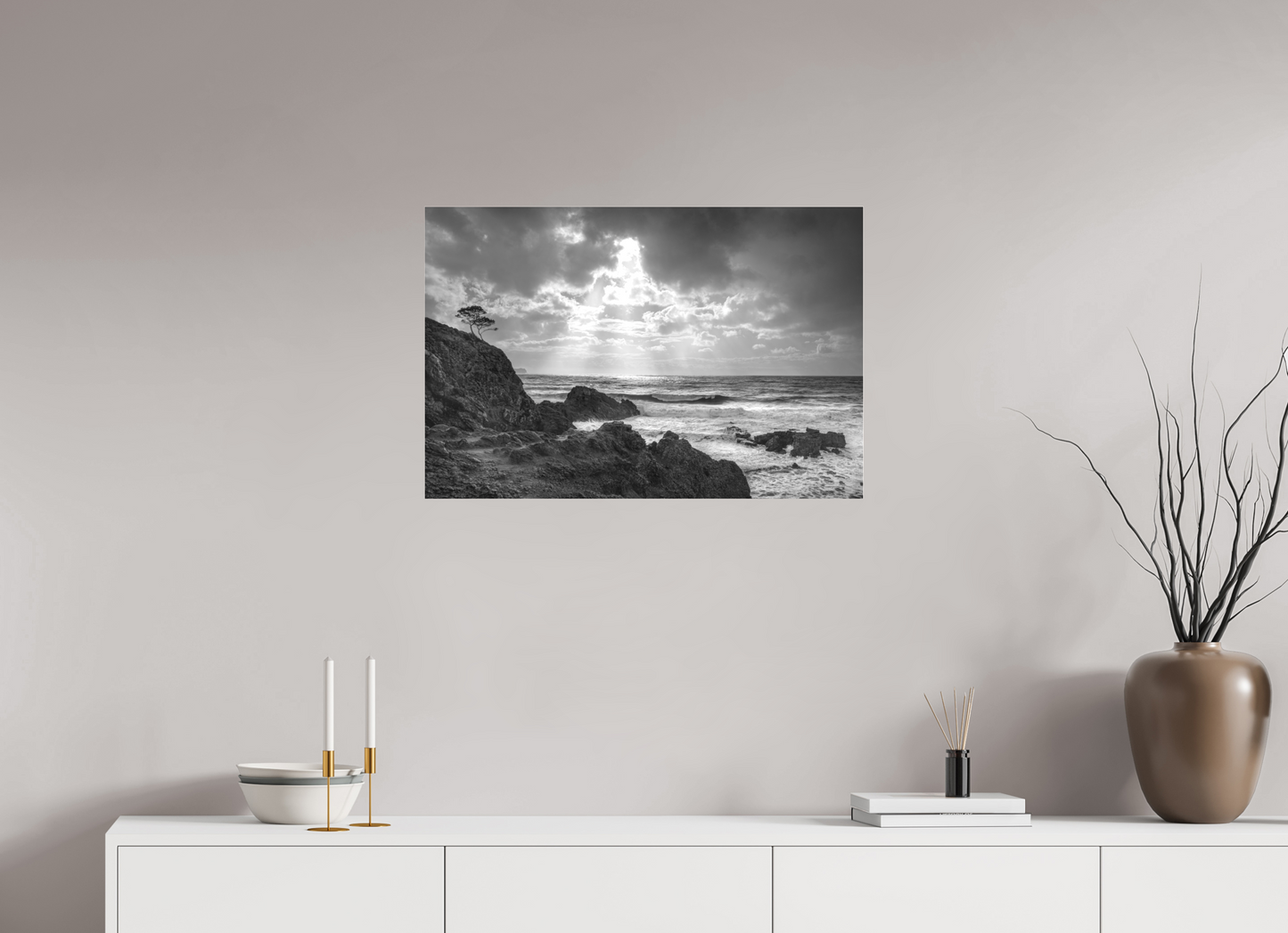 75 x 50 cm, 2. Ilford SW-Abzug hinter Acrylglas matt Storm Coast 1 (s/w)