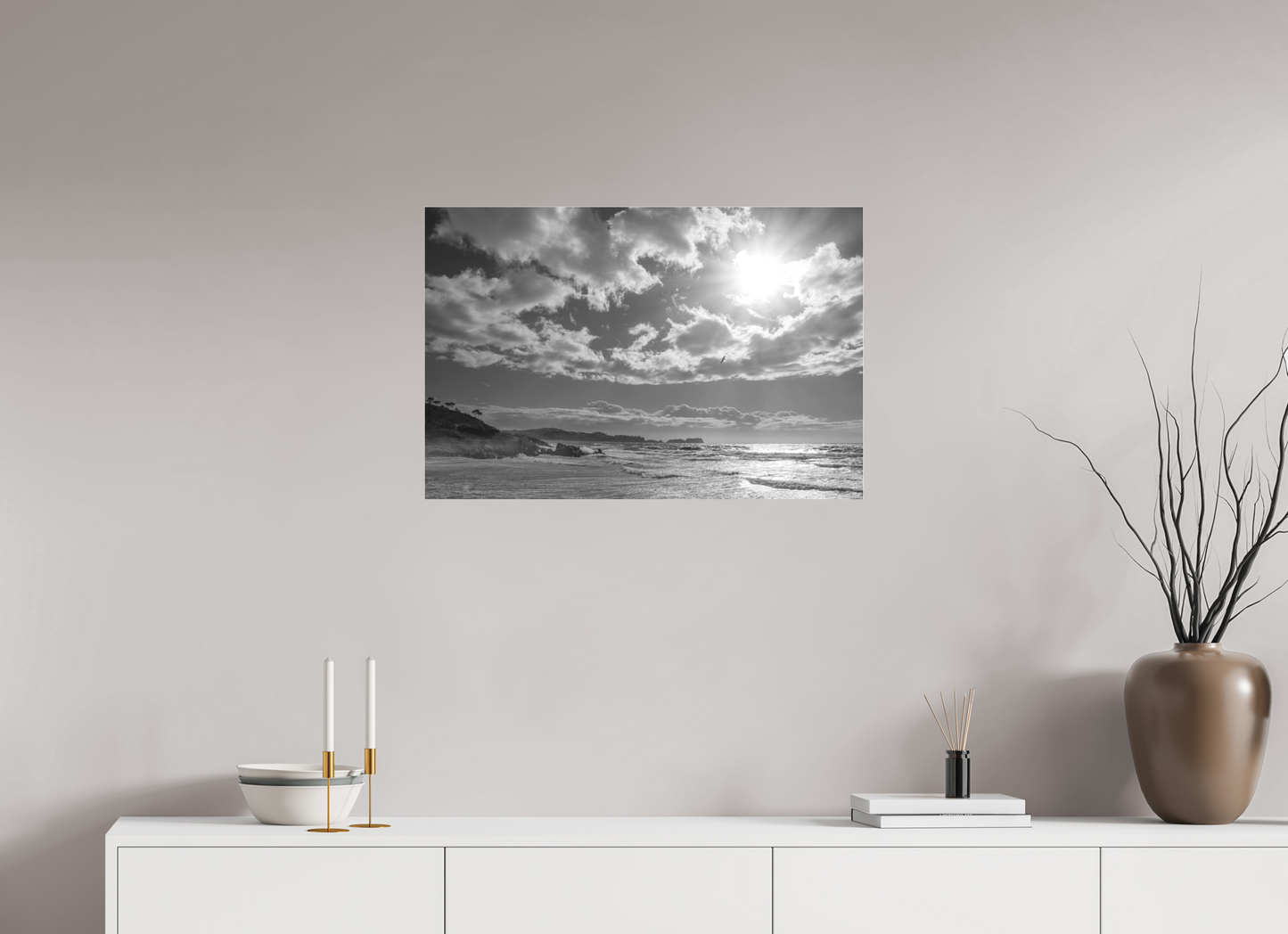 75 x 50 cm, 2. Ilford SW-Abzug hinter Acrylglas matt Storm Coast 2 (s/w)