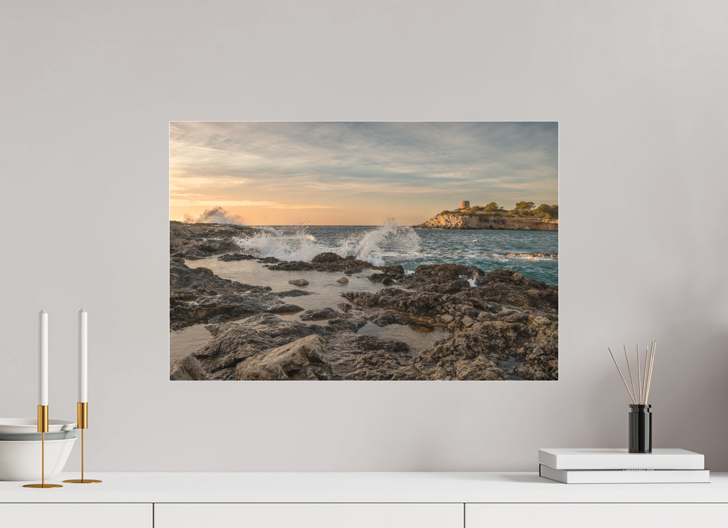 60 x 40 cm, Fine Art Pigmentdruck hinter Acrylglas (matt) Stormy South Coast 2 (Mallorca)