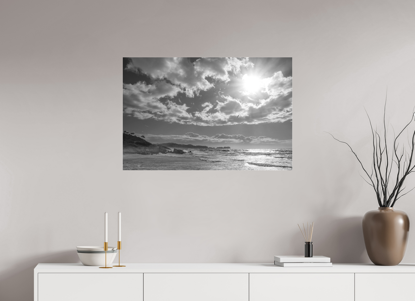 90 x 60 cm, 2. Ilford SW-Abzug hinter Acrylglas matt Storm Coast 2 (s/w)