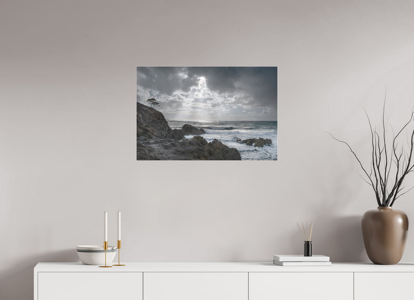 75 x 50 cm, Fine Art Pigmentdruck hinter Acrylglas (glänzend) Storm Coast 1 (Mallorca)