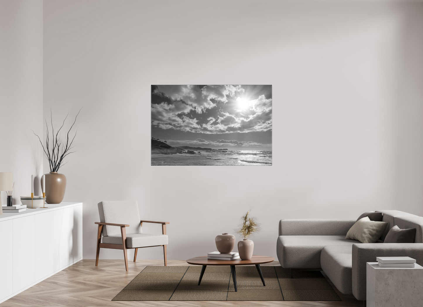 150 x 100 cm, 3. Ilford SW-Abzug hinter Acrylglas Storm Coast 2 (s/w)