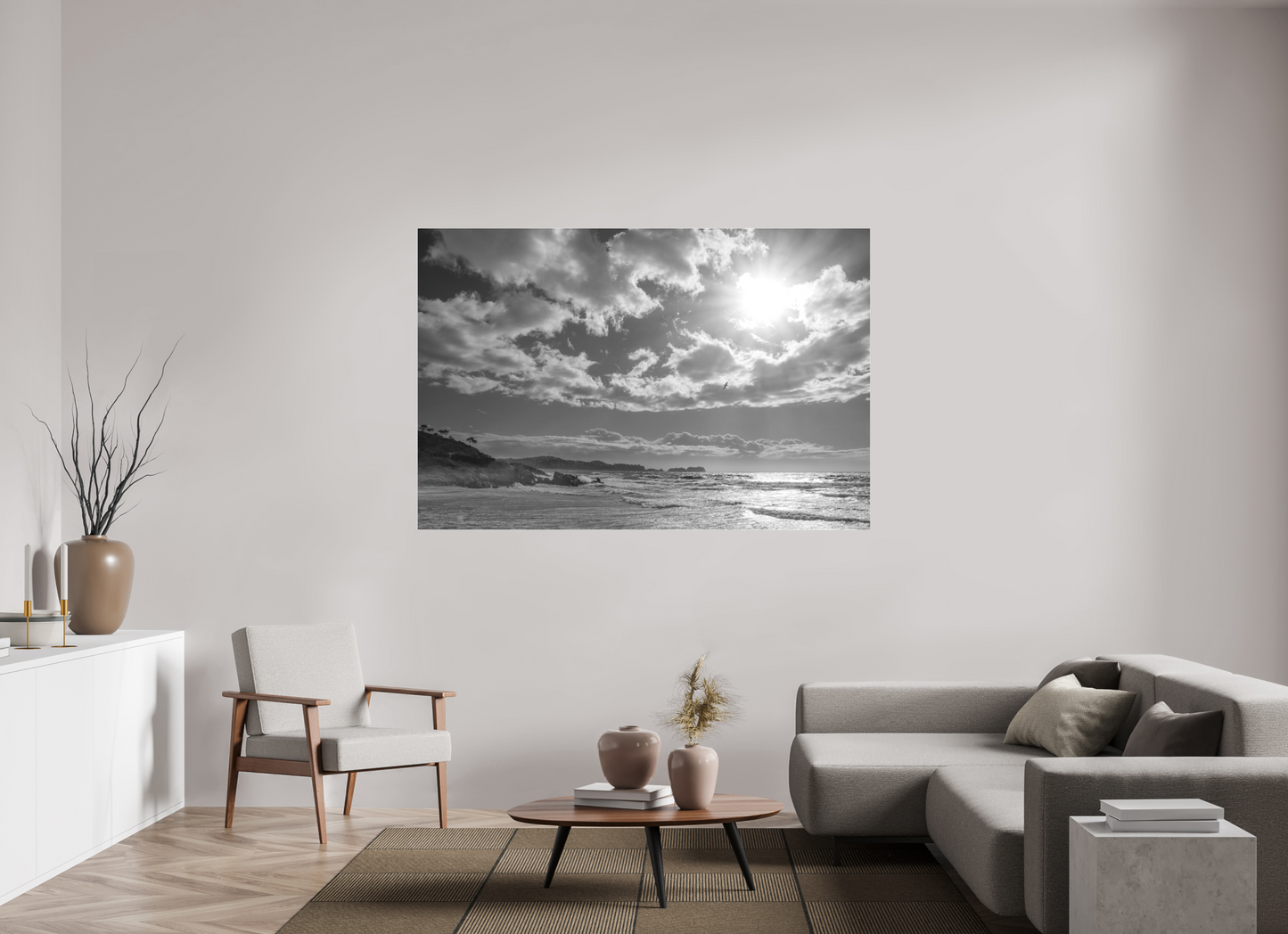 180 x 120 cm, 2. Ilford SW-Abzug hinter Acrylglas matt Storm Coast 2 (s/w)