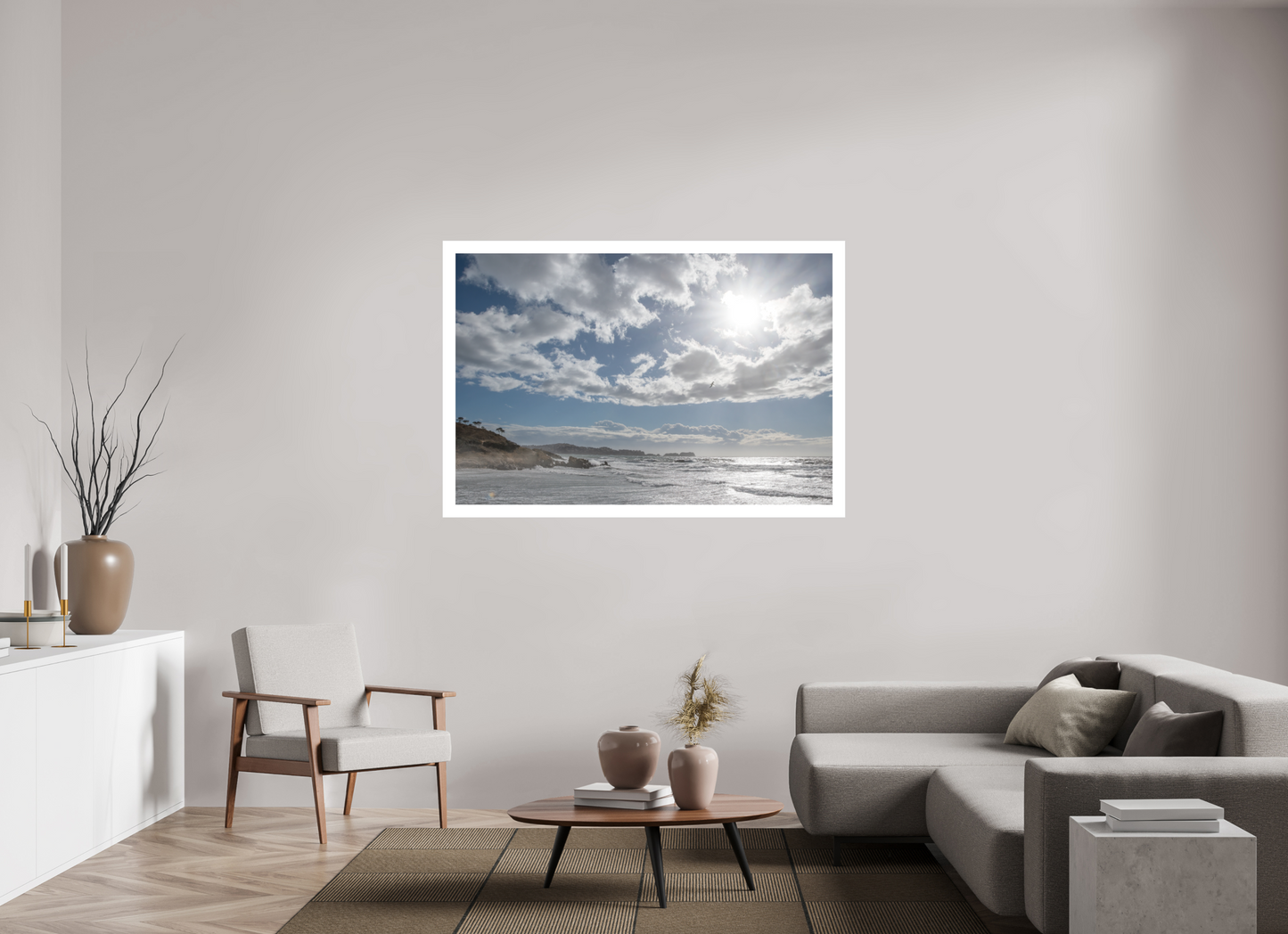 150 x 100 cm, 1. Fine Art Pigmentdruck hinter Acrylglas mit Weißrand Storm Coast 2