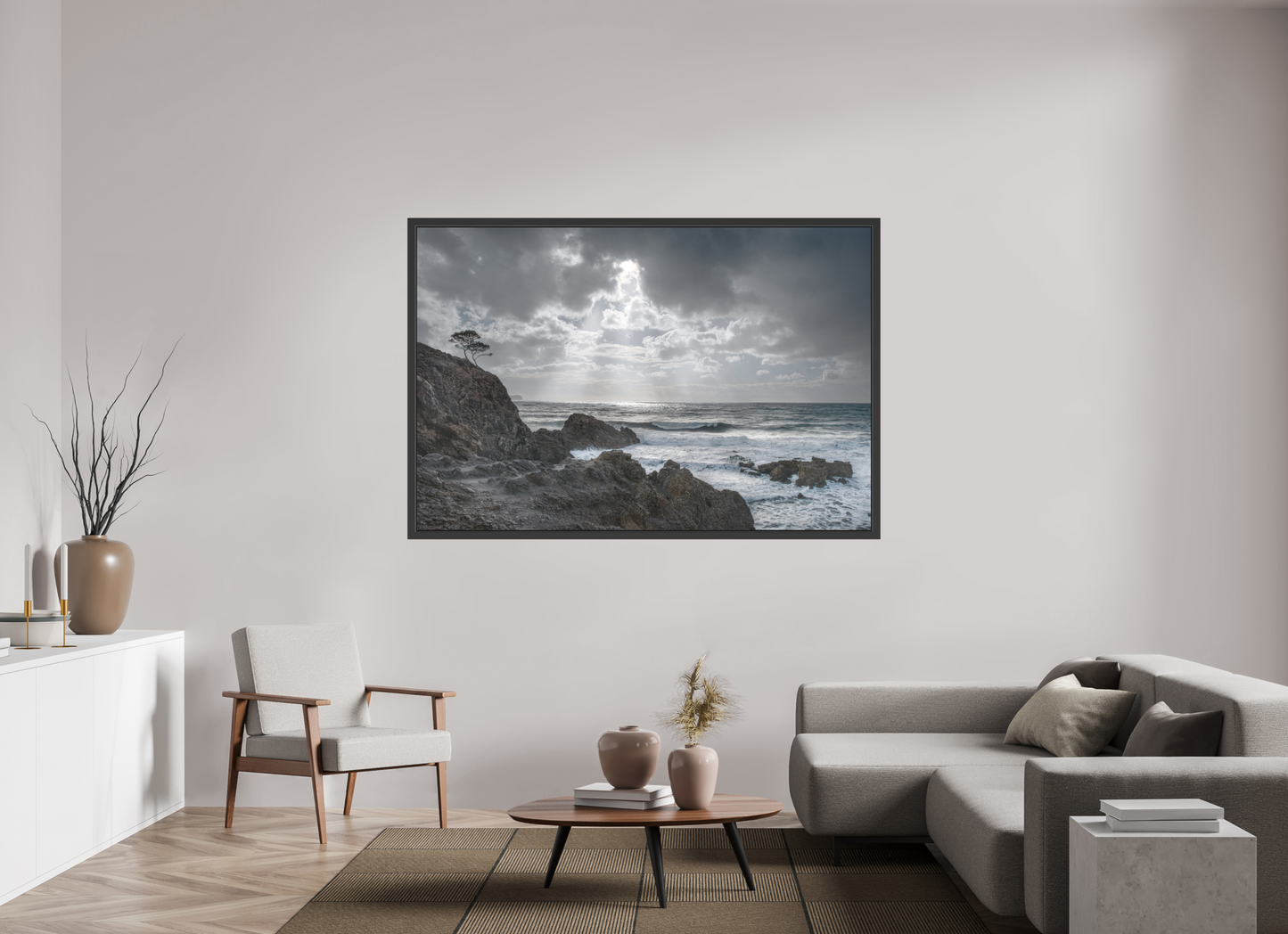 180 x 120 cm, 3. Foto-Abzug hinter Acrylglas matt mit Rahmen Storm Coast 1