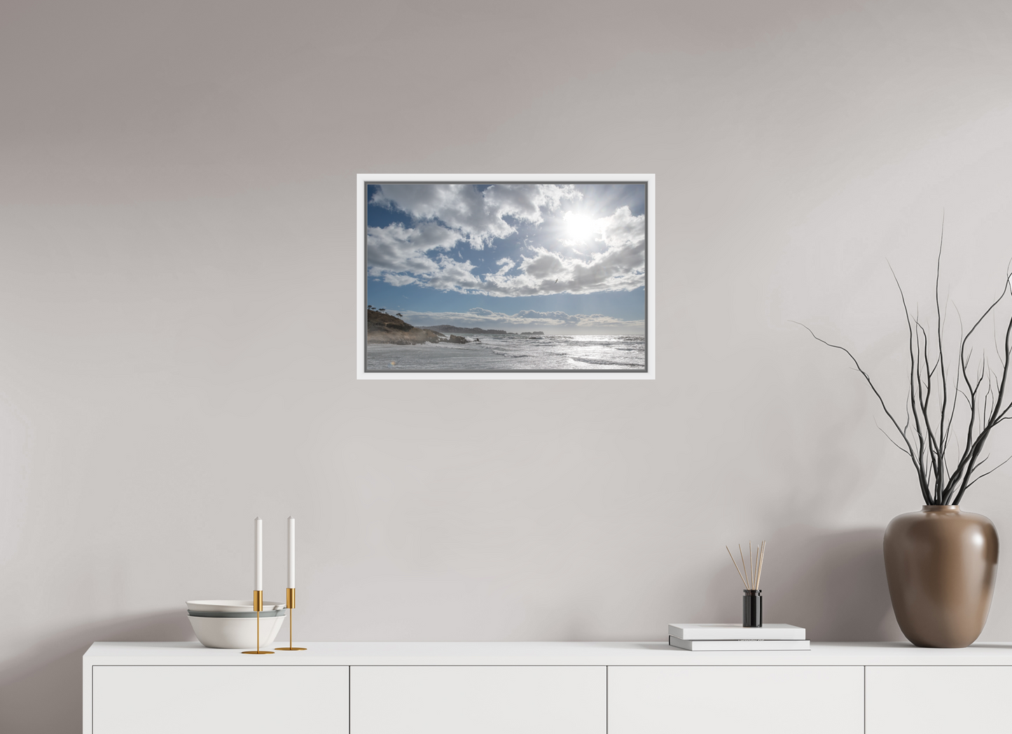 60 x 40 cm, Foto im Schattenfugen-Rahmen Storm Coast 2 (Mallorca)