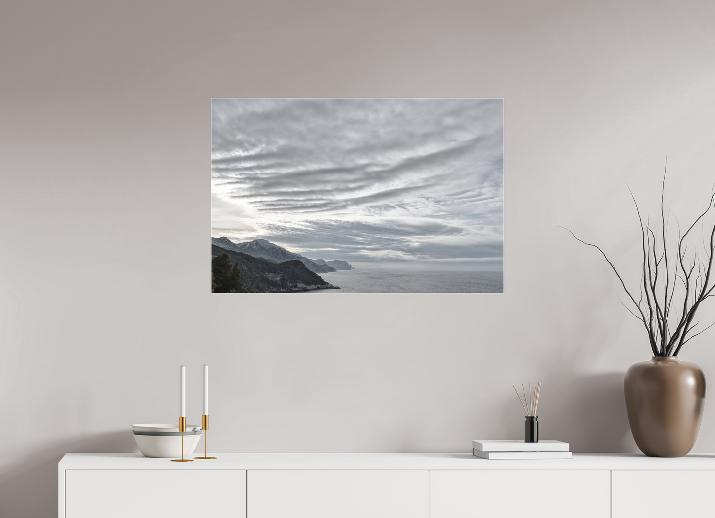 90 x 60 cm, Fine Art Pigmentdruck hinter Acrylglas (glänzend) North Coast 1 (Mallorca)