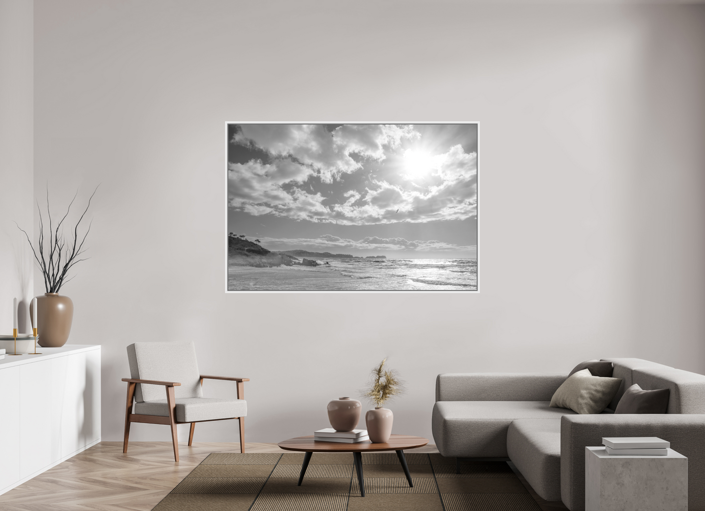 180 x 120 cm, Foto Ilford SW-Abzug im Schattenfugen-Rahmen SW Storm Coast 2 (Mallorca)