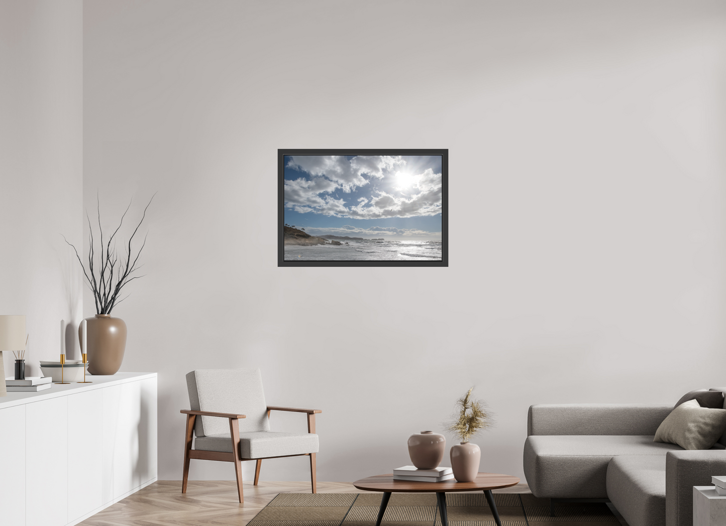 90 x 60 cm, 3. Foto-Abzug hinter Acrylglas matt mit Rahmen Storm Coast 2