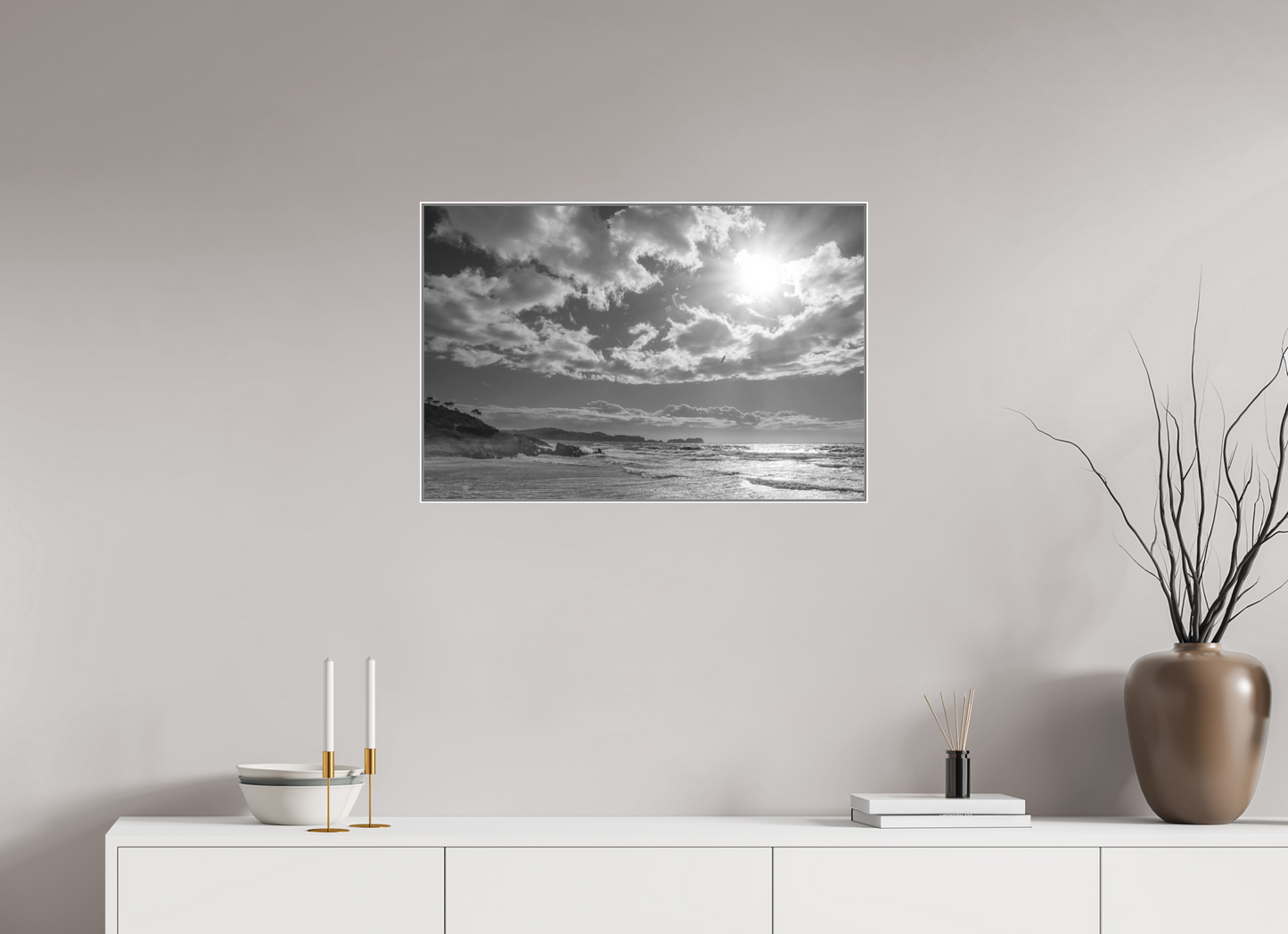 75 x 50 cm, 3. Ilford SW-Abzug hinter Acrylglas Storm Coast 2 (s/w)