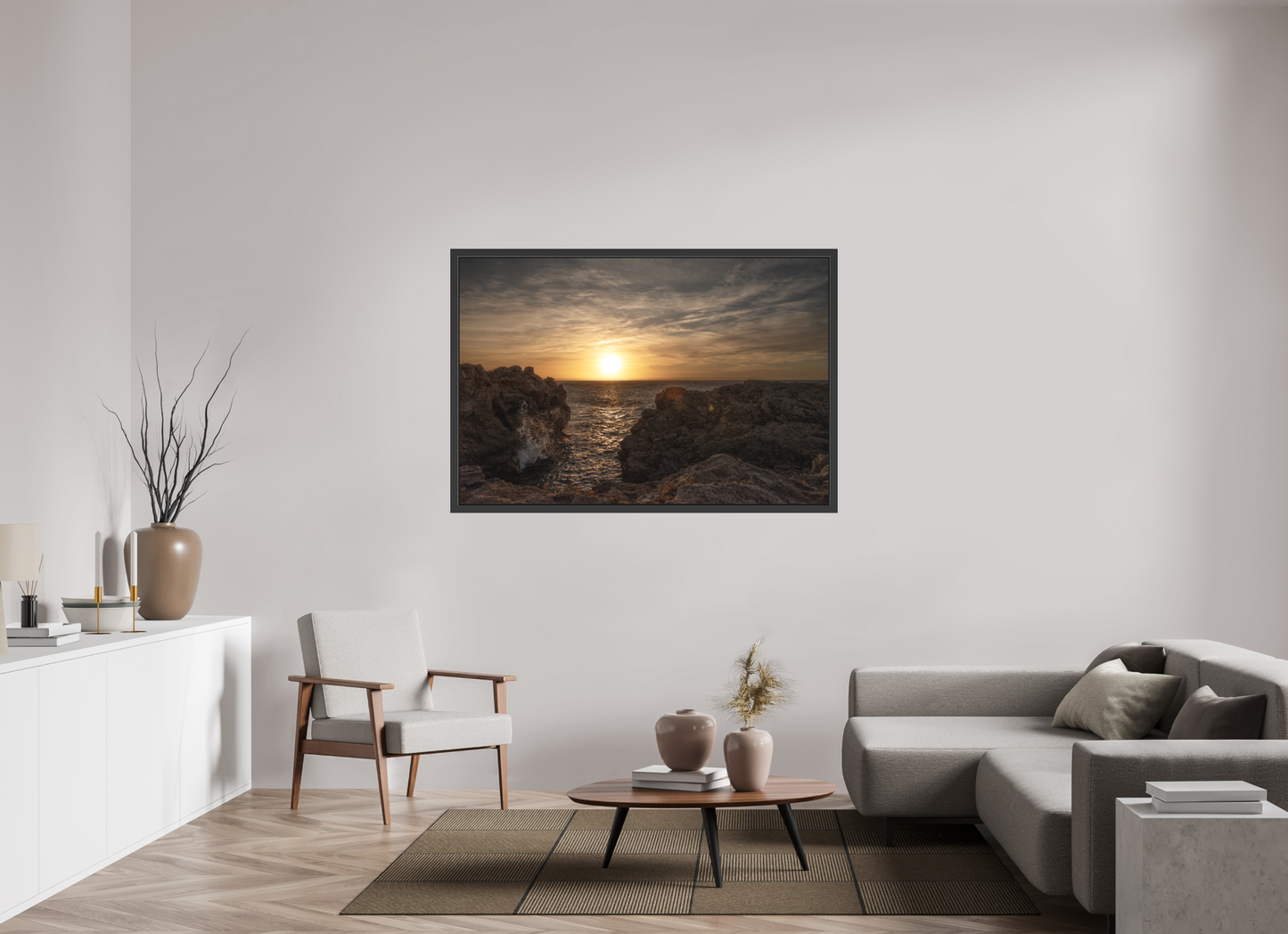 150 x 100 cm, 3. Foto-Abzug hinter Acrylglas matt mit Rahmen Sunrise on the South Coast