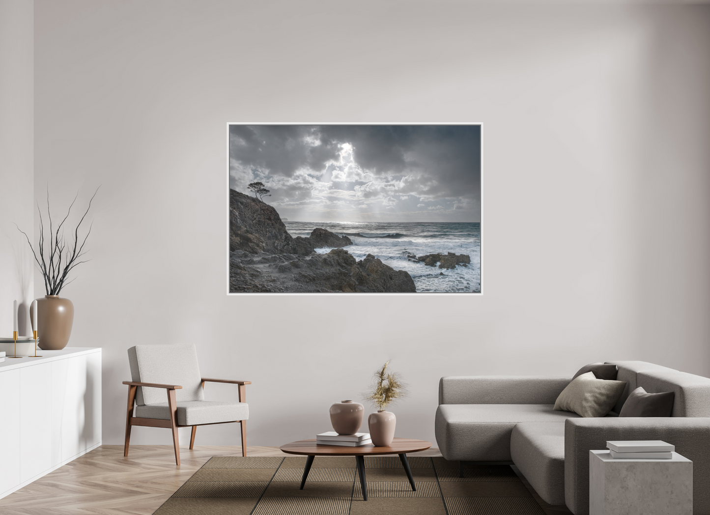 180 x 120 cm, Foto im Schattenfugen-Rahmen Storm Coast 1 (Mallorca)