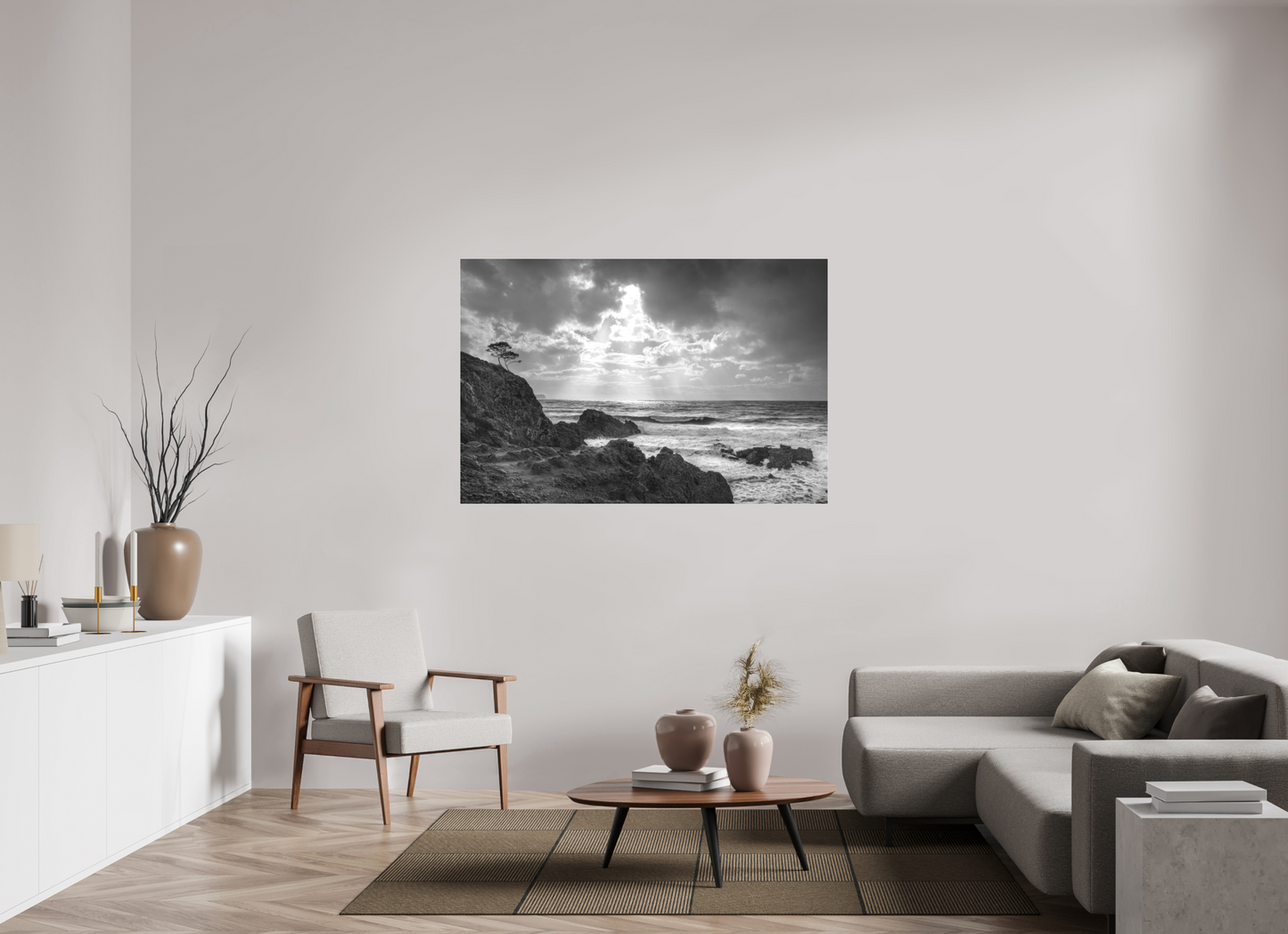 150 x 100 cm, 2. Ilford SW-Abzug hinter Acrylglas matt Storm Coast 1 (s/w)