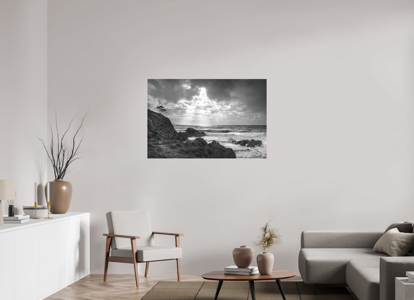 120 x 80 cm, 2. Ilford SW-Abzug hinter Acrylglas matt Storm Coast 1 (s/w)