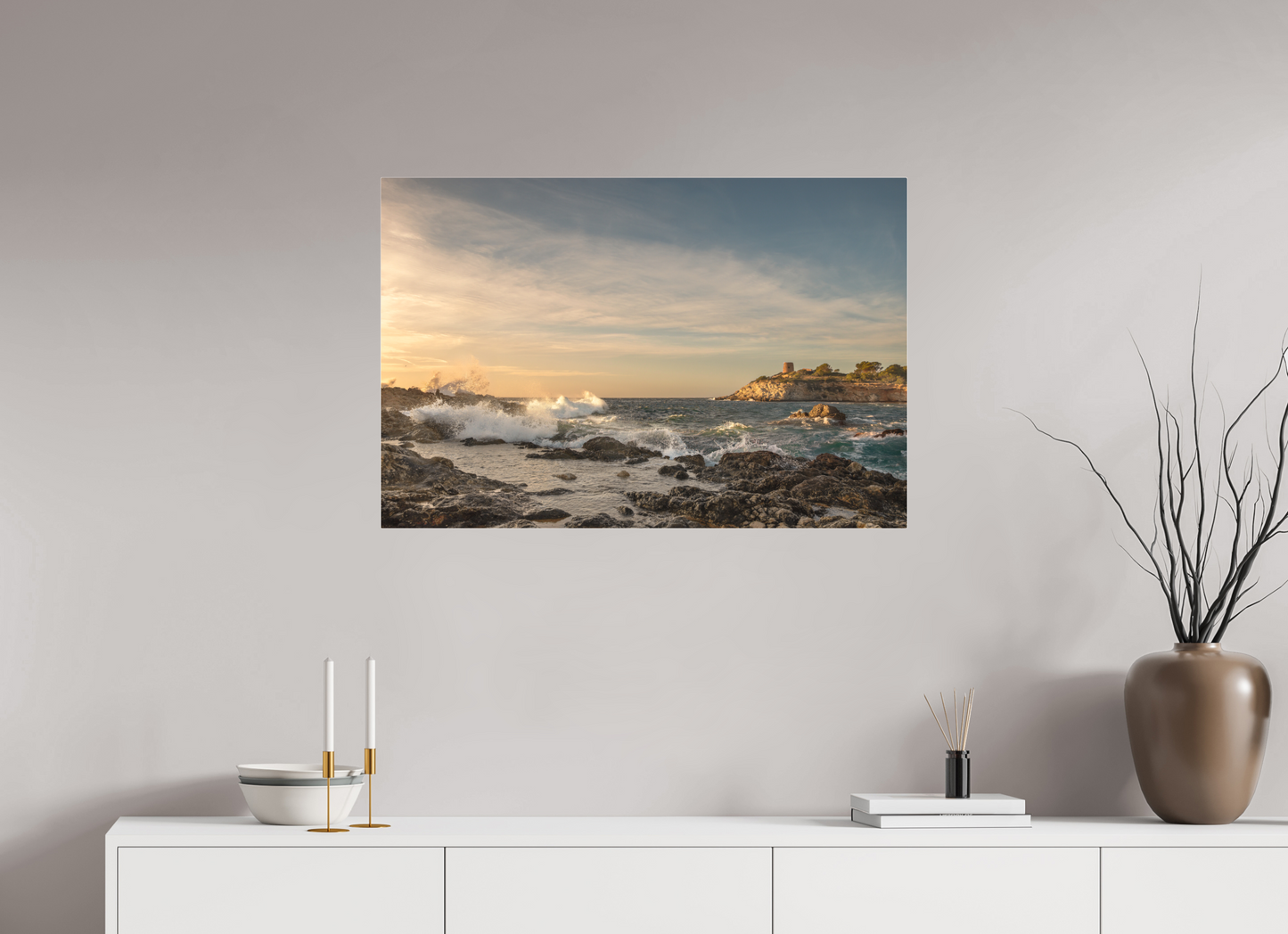 90 x 60 cm, Fine Art Pigmentdruck hinter Acrylglas (matt) Stormy South Coast 1 (Mallorca)