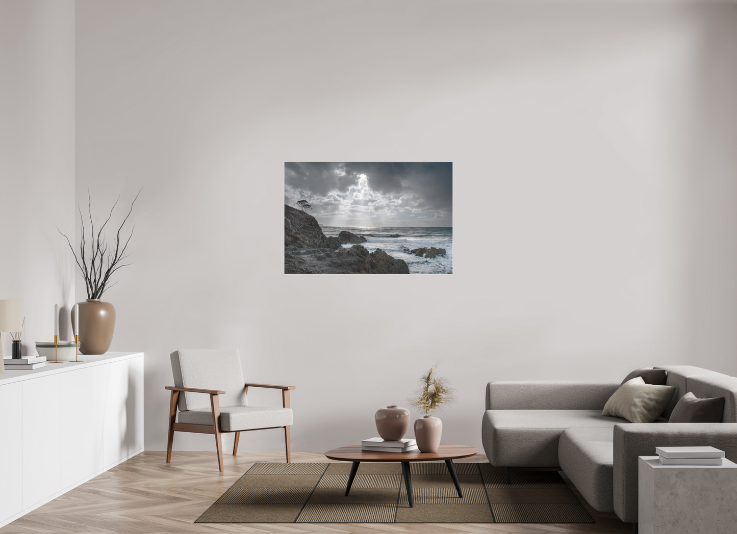 120 x 80 cm, 2. Fine Art Pigmentdruck hinter Acrylglas und Slimline-Einfassung Storm Coast 1