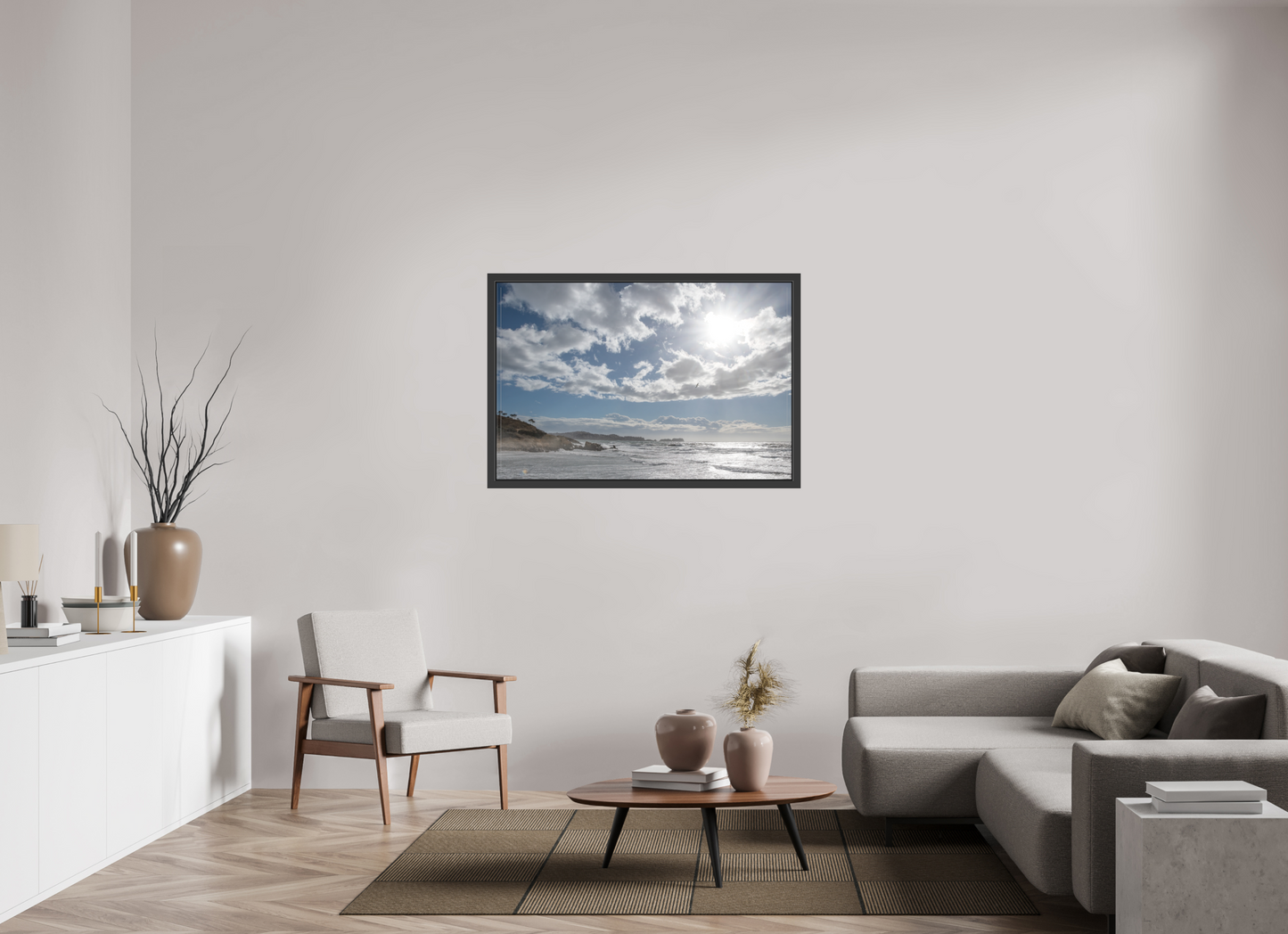 120 x 80 cm, 3. Foto-Abzug hinter Acrylglas matt mit Rahmen Storm Coast 2
