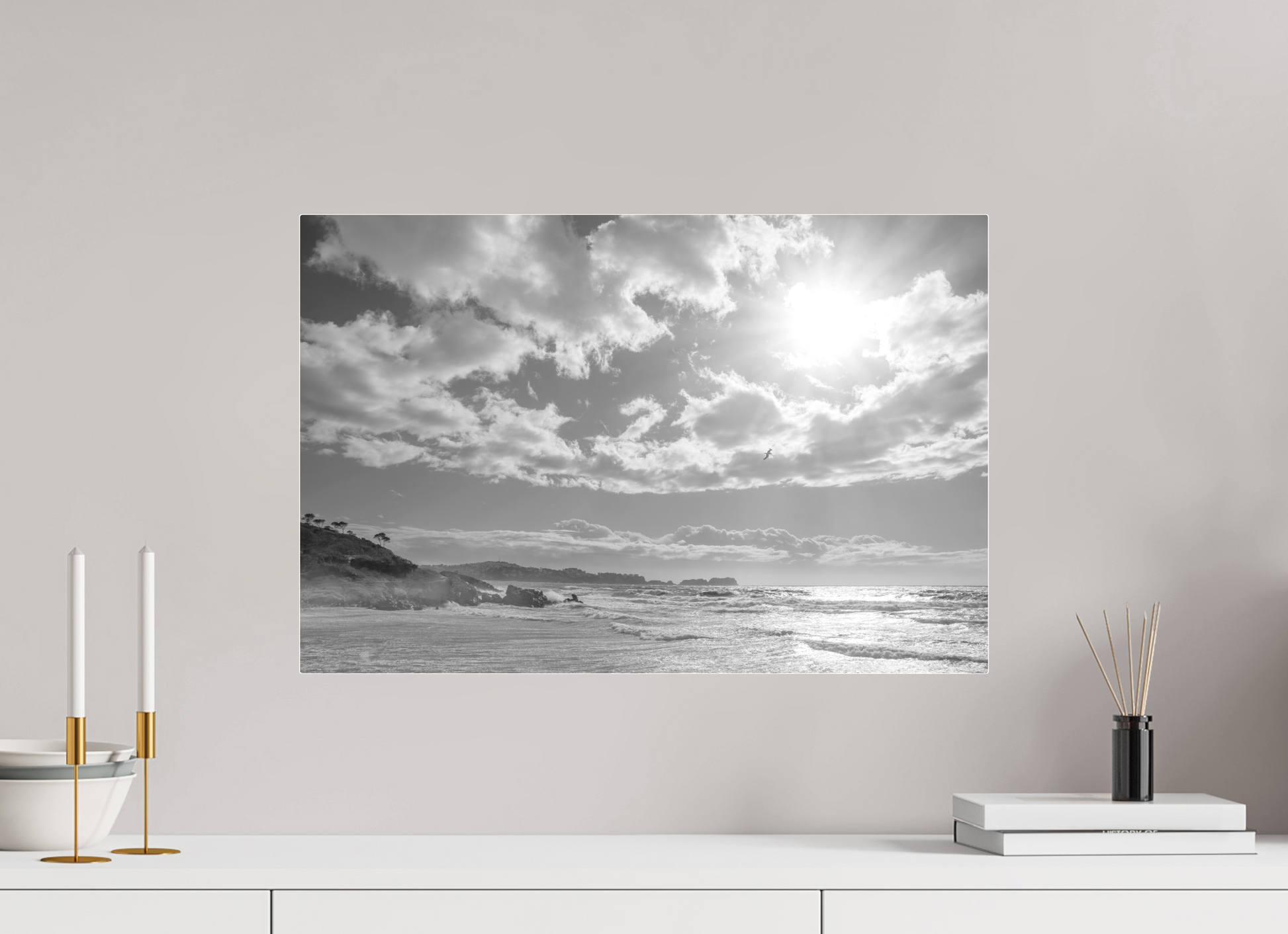 60 x 40 cm, Ilford SW-Abzug hinter Acrylglas SW Storm Coast 2 (Mallorca)