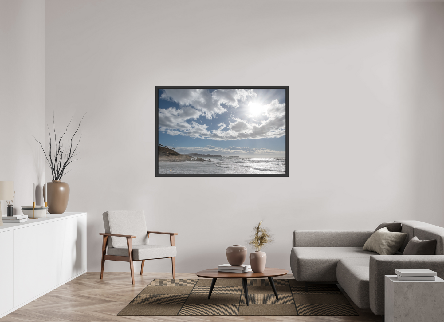 150 x 100 cm, 3. Foto-Abzug hinter Acrylglas matt mit Rahmen Storm Coast 2