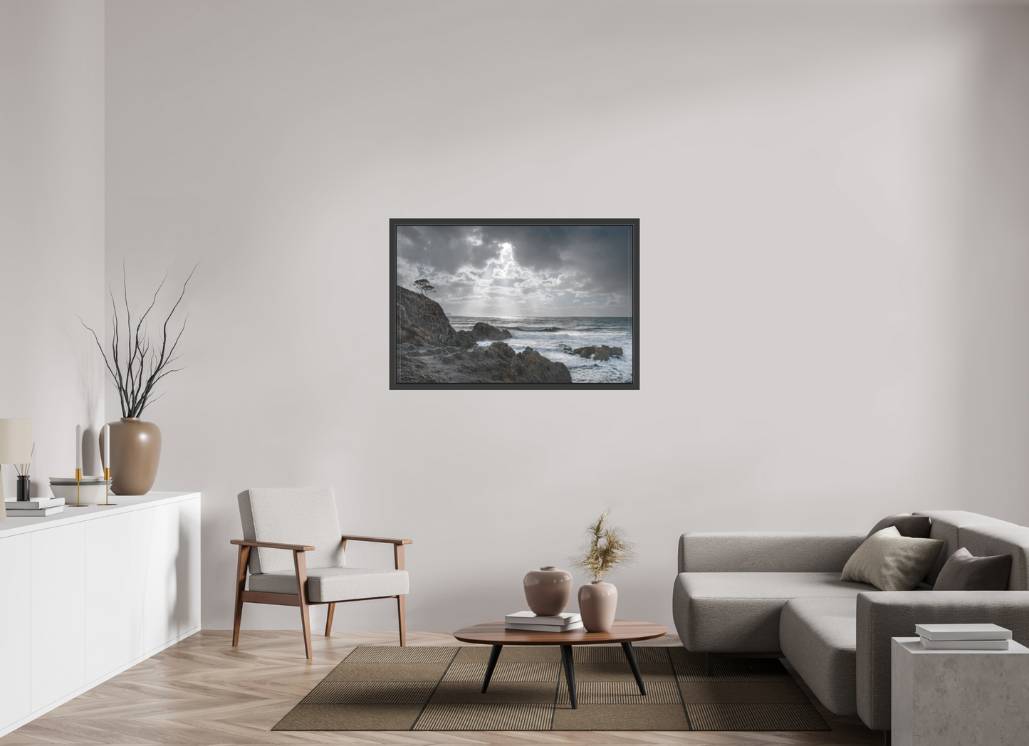 120 x 80 cm, 3. Foto-Abzug hinter Acrylglas matt mit Rahmen Storm Coast 1