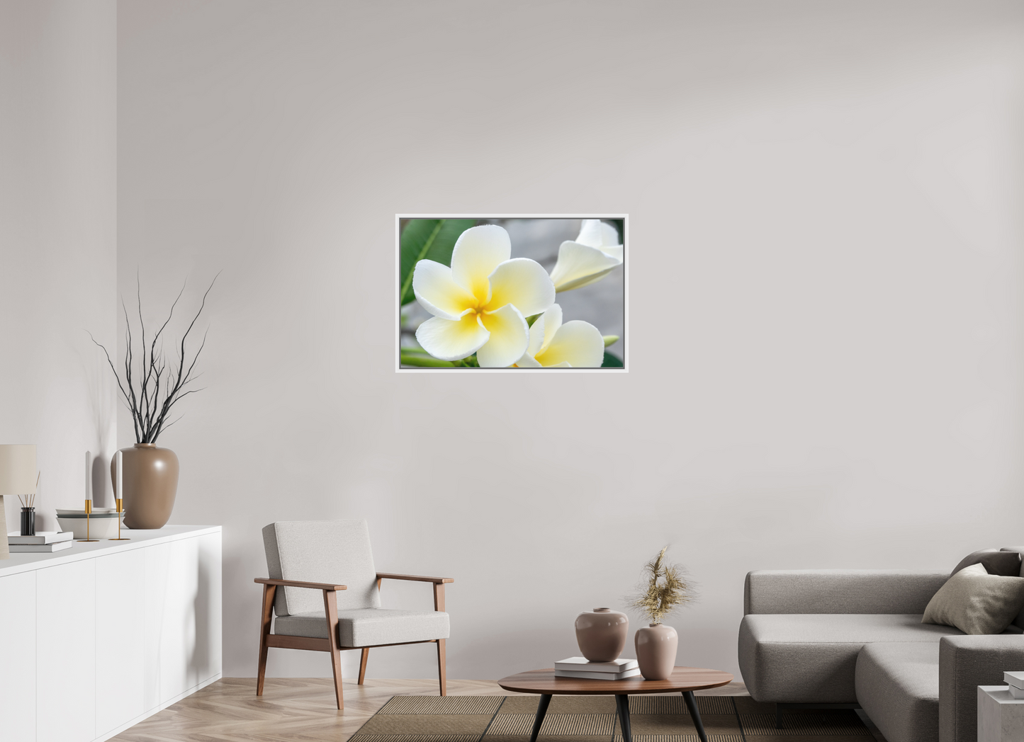 90 x 60 cm, Foto im Schattenfugen-Rahmen Flowers 2
