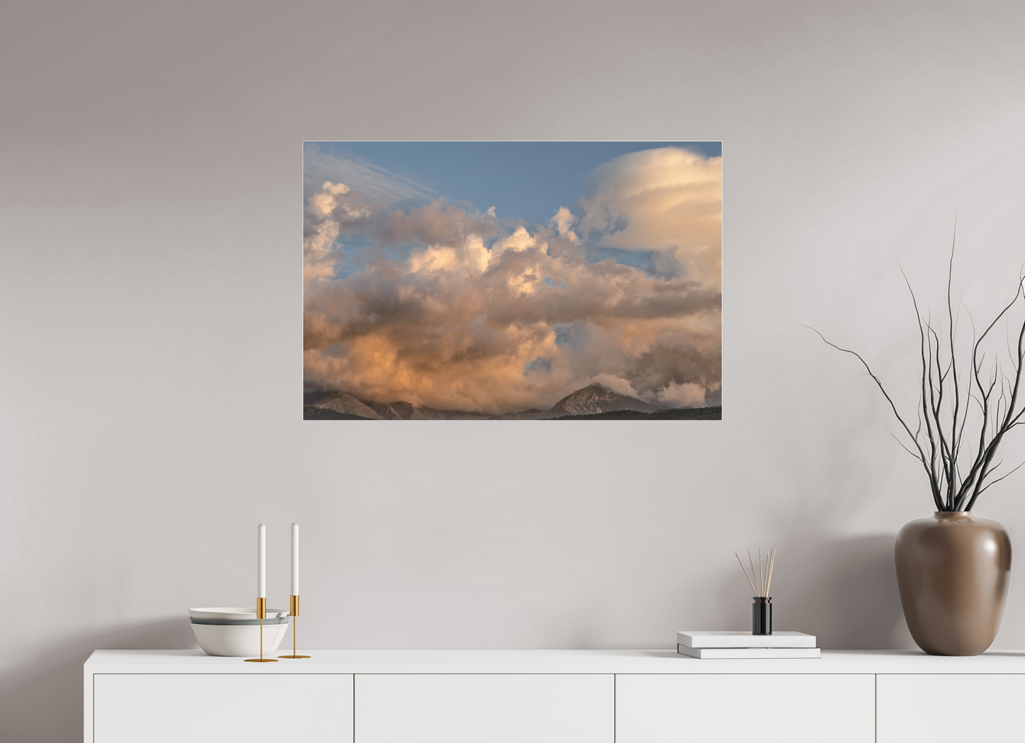 90 x 60 cm, Fine Art Pigmentdruck hinter Acrylglas (glänzend) Puig de Galatzó (Mallorca)