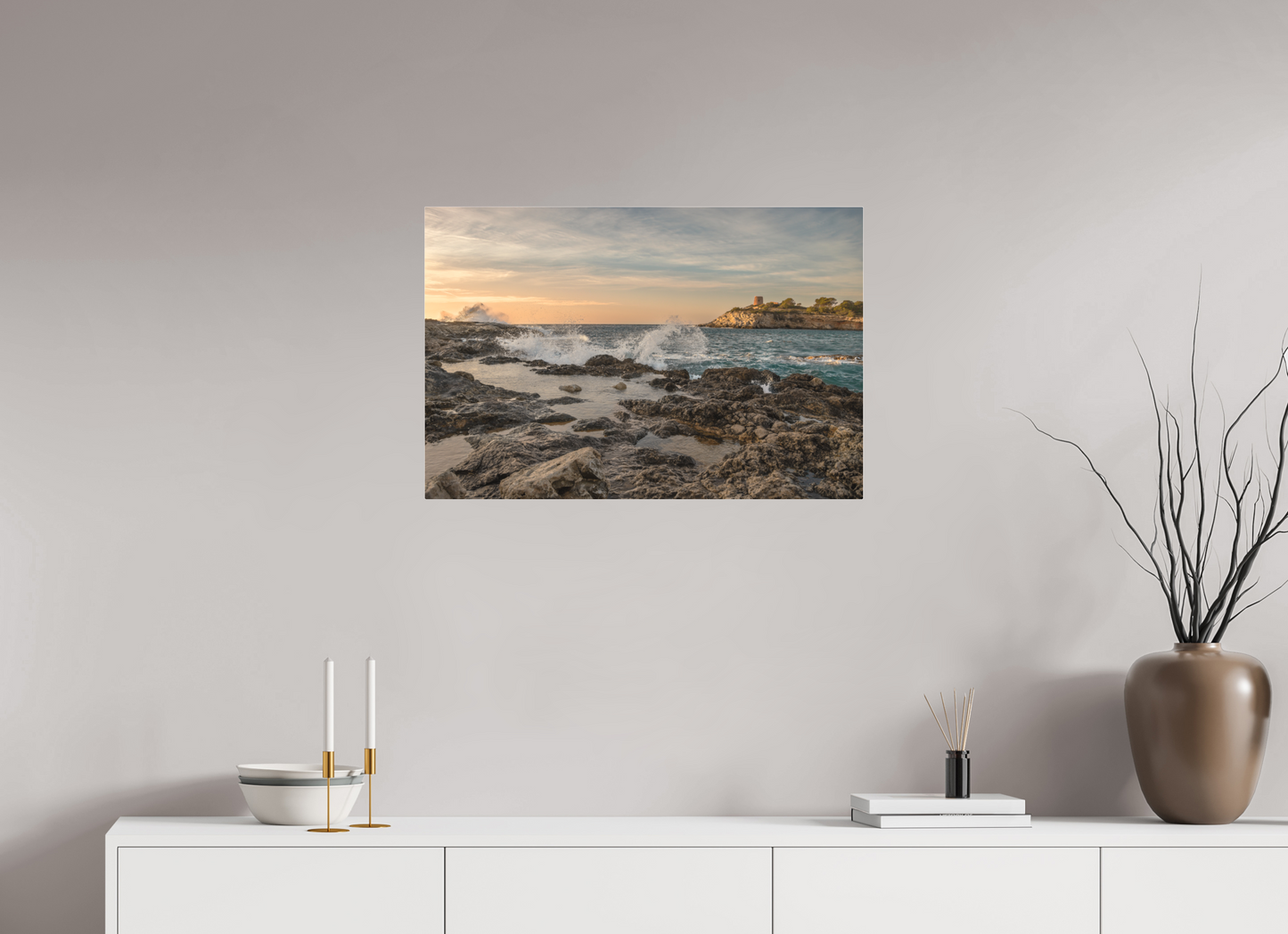 75 x 50 cm, Fine Art Pigmentdruck hinter Acrylglas (matt) Stormy South Coast 2 (Mallorca)