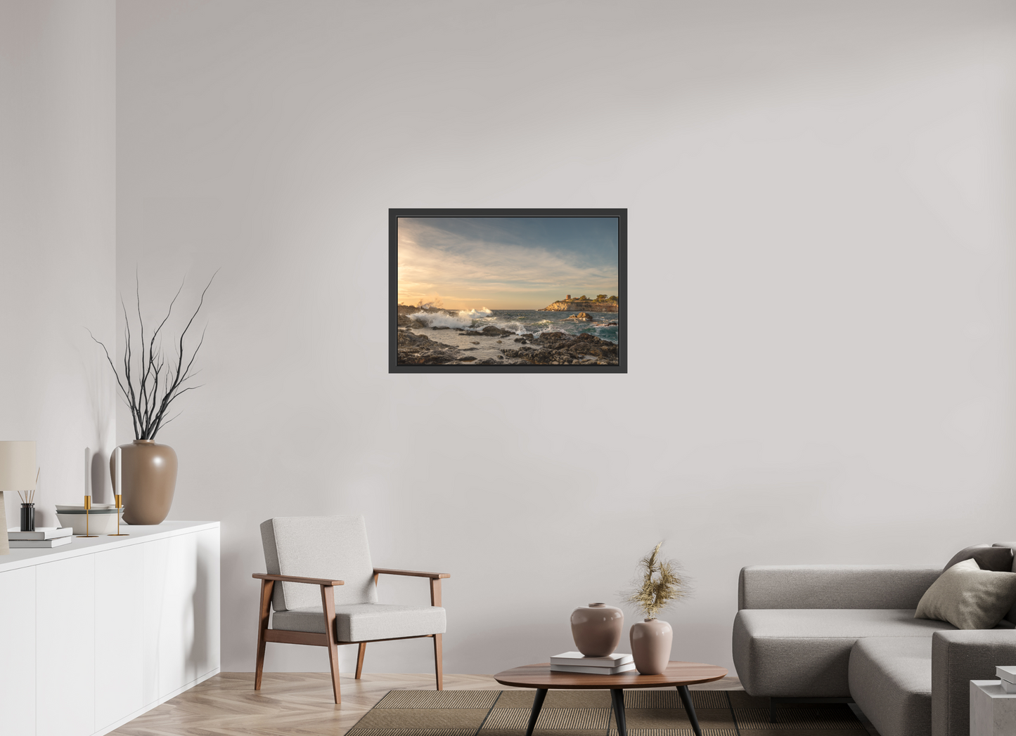 90 x 60 cm, 3. Foto-Abzug hinter Acrylglas matt mit Rahmen Stormy South Coast 1