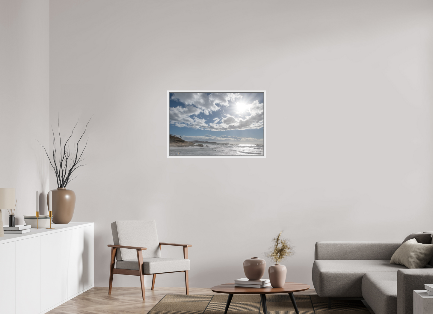 90 x 60 cm, Foto im Schattenfugen-Rahmen Storm Coast 2 (Mallorca)