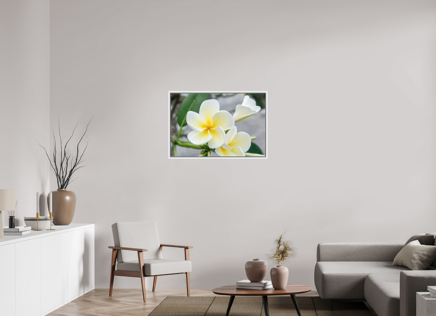 90 x 60 cm, Foto im Schattenfugen-Rahmen Flowers 3