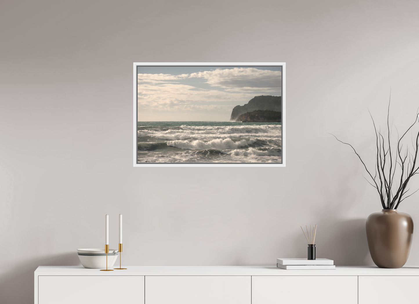 75 x 50 cm, Foto im Schattenfugen-Rahmen West Coast 1 (Mallorca)