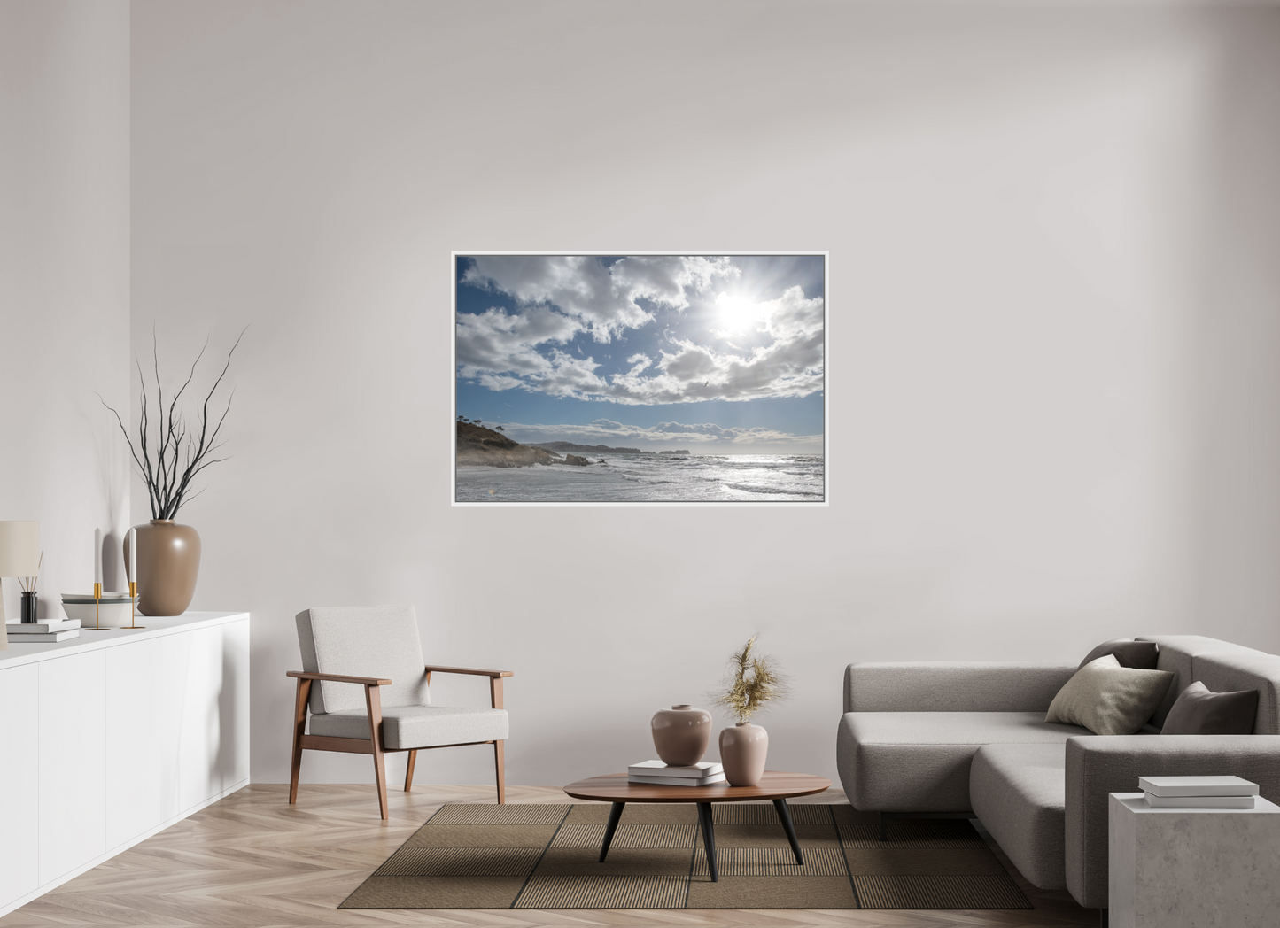 150 x 100 cm, Foto im Schattenfugen-Rahmen Storm Coast 2 (Mallorca)