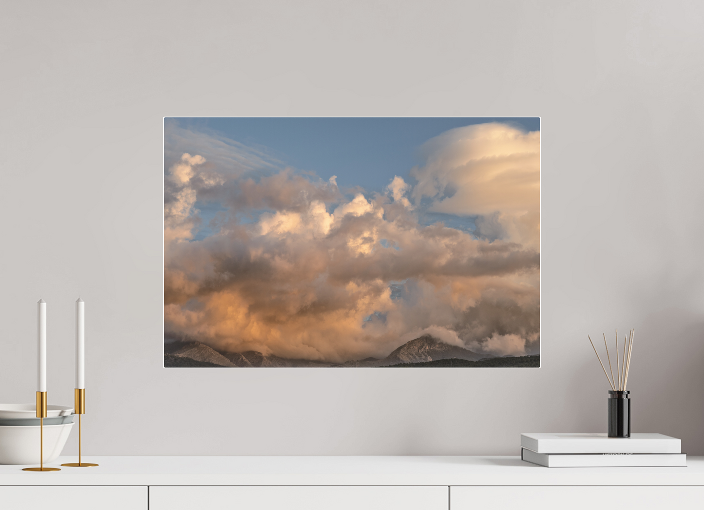 60 x 40 cm, Fine Art Pigmentdruck hinter Acrylglas (glänzend) Puig de Galatzó (Mallorca)